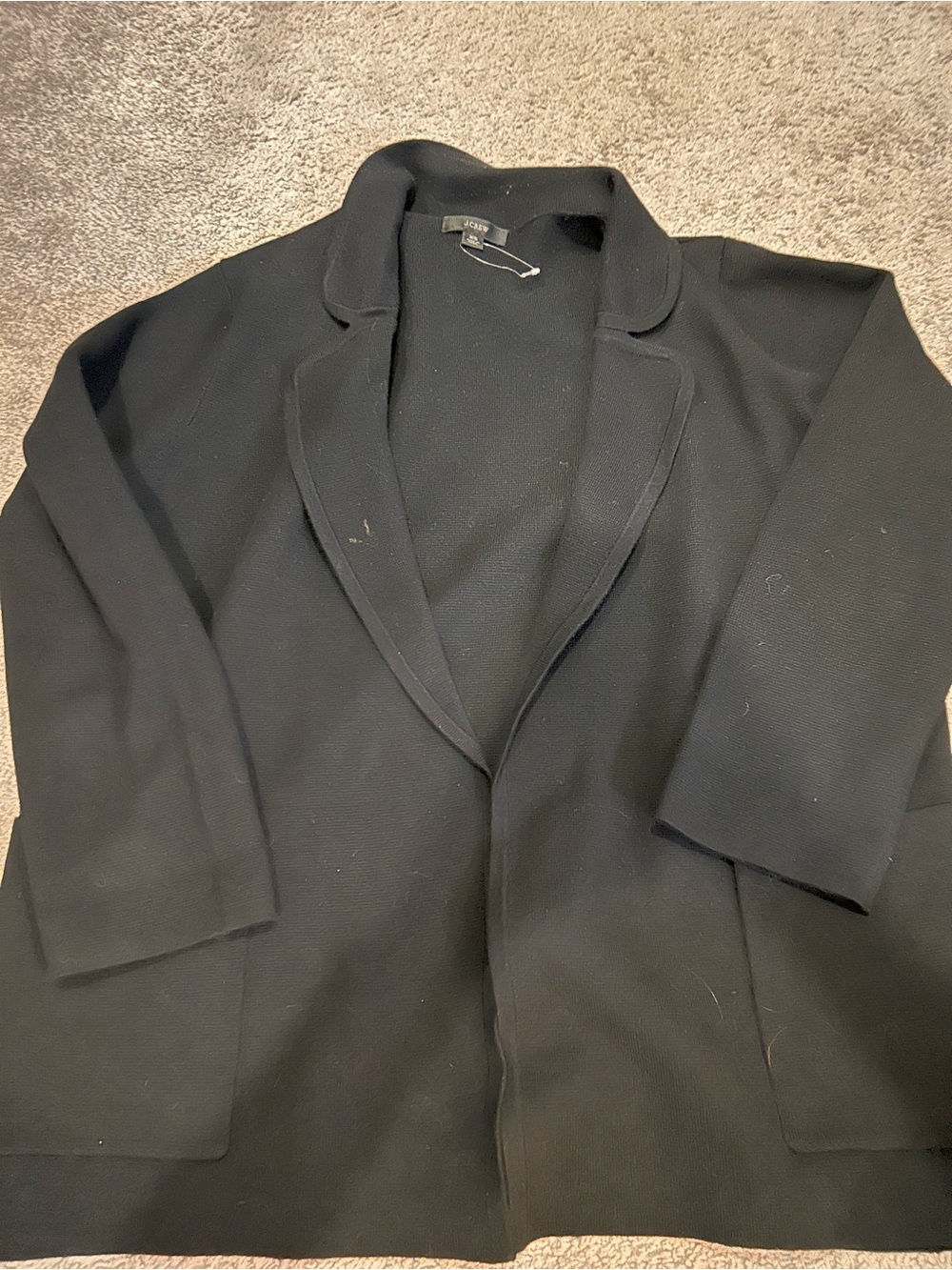 Women's J. Crew Sweater Blazer  Black Open-Front Jacket Coat